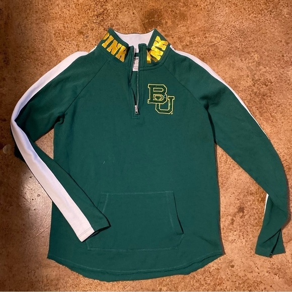 Victoria’s‎ Secret Pink Baylor University BU 1/4 Zip Jacket Sequin NCAA pullover - Picture 1 of 4